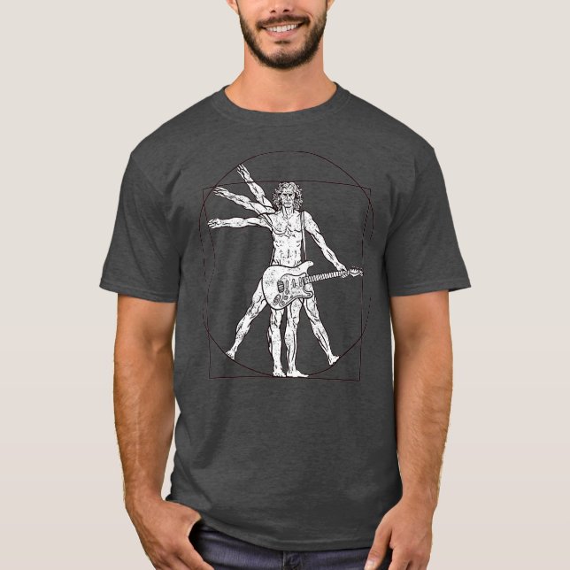 Vitruvian Man Guitar Music Player T Shirt (Framsida)