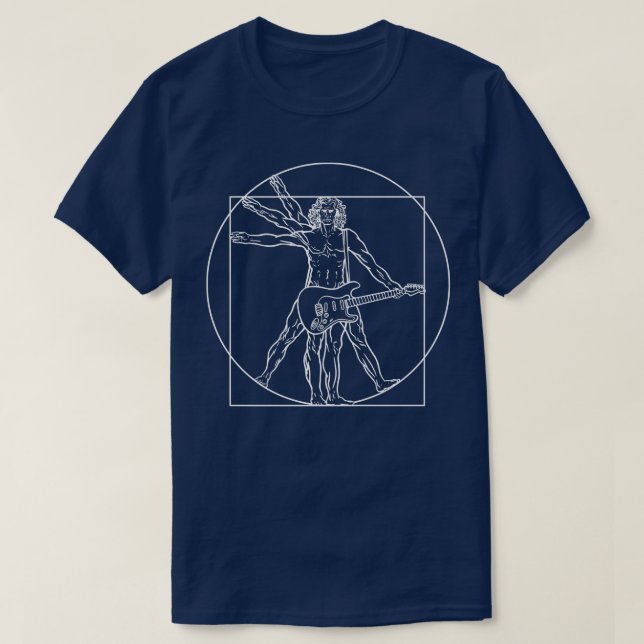 Vitruvian Man Guitar Rocker Da Vinci Guitarist Pre T Shirt (Design framsida)