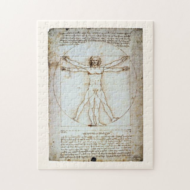 Vitruvian Man, Leonardo da Vinci, cirka 1490. Jigs Pussel (Vertikal)