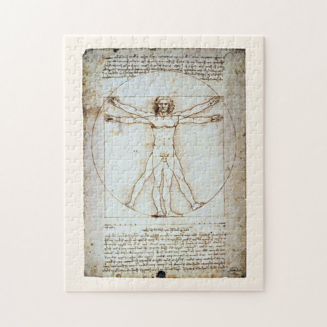 Vitruvian Man, Leonardo da Vinci, cirka 1490. Pussel (Vertikal)