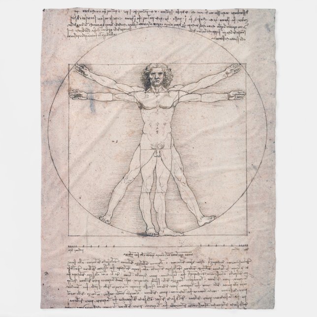 Vitruvian Man, Leonardo da Vinci Fleecefilt (Framsidan)