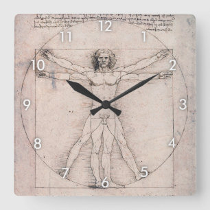 Vitruvian Man, Leonardo da Vinci Fyrkantig Klocka