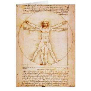 Vitruvian Man - Leonardo Da Vinci - tullfritt. Hälsningskort