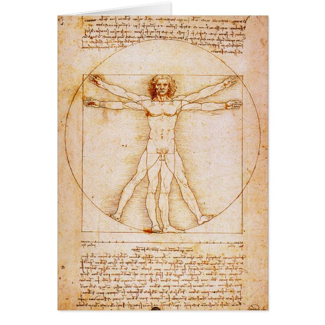 Vitruvian Man - Leonardo Da Vinci - tullfritt. Hälsningskort (Framsidan)