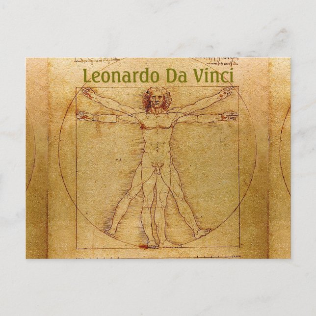 Vitruvian Man-Leonardo Da Vinci Vykort (Framsida)