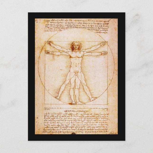 Vitruvian Man - Leonardo Da Vinci Vykort (Framsida)