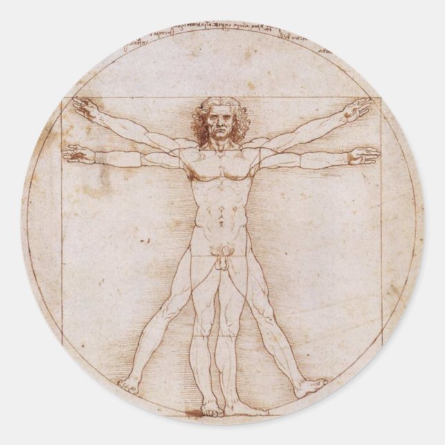 Vitruvian Man Runt Klistermärke (Framsida)