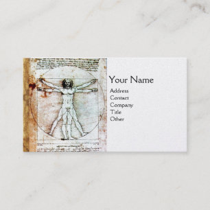 VITRUVIAN MAN, silver platinum, metall Visitkort