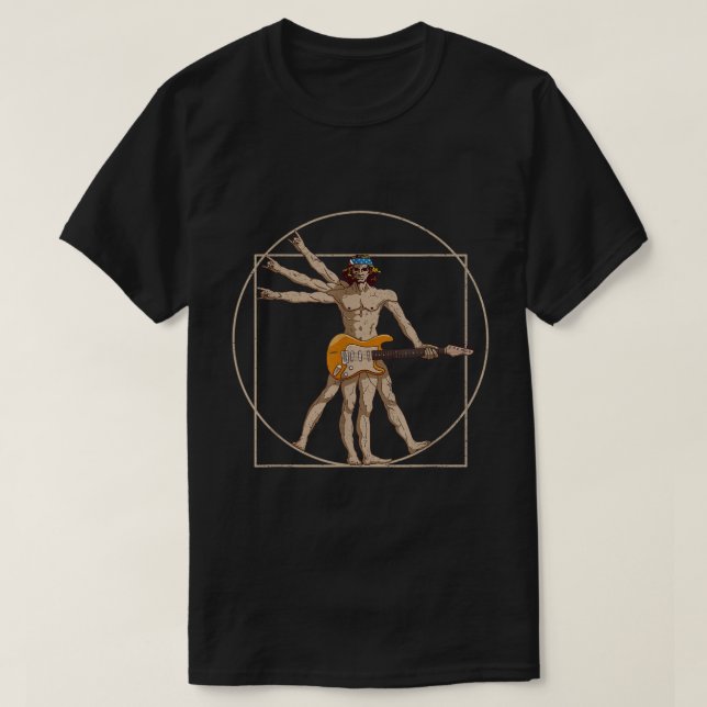 Vitruvian Man spelar ut Guitar Da Vinci Guitarist  T Shirt (Design framsida)