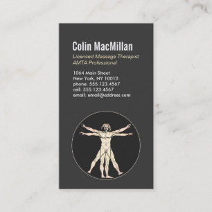 Vitruvian Man Sports Massage Therapist 2 Visitkort