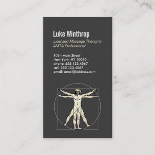 Vitruvian Man Sports Massage Therapist 6 Visitkort
