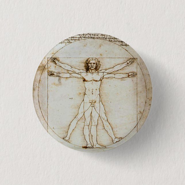 Vitruvian Man Tiny Button Knapp (Framsida)