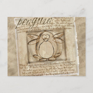 Vitruvian Penguin Vykort