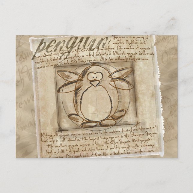 Vitruvian Penguin Vykort (Framsida)
