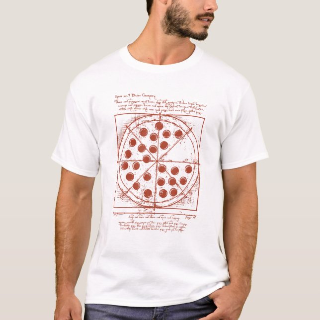 Vitruvian Pizza Tee Da Vinci Funny Movie Reference (Framsida)