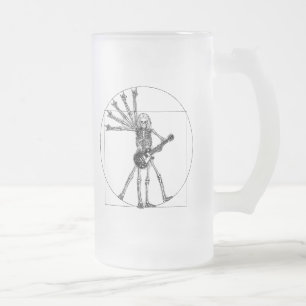 Vitruvian skelett frostat ölglas