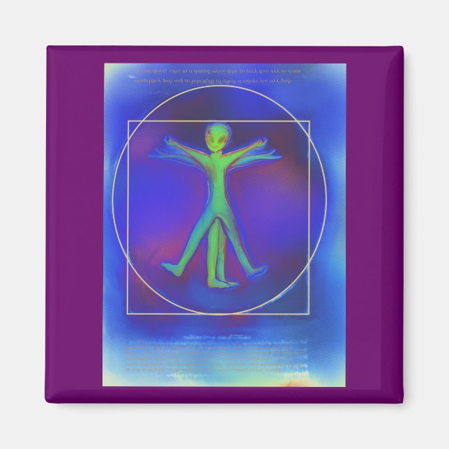 Vitruvian Space Alien magnet (Framsidan)