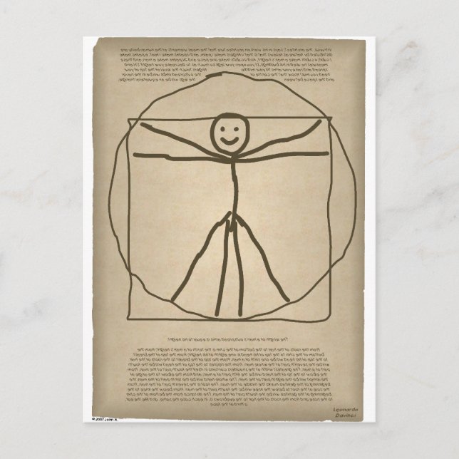 Vitruvian Stickman Postkort Vykort (Framsida)