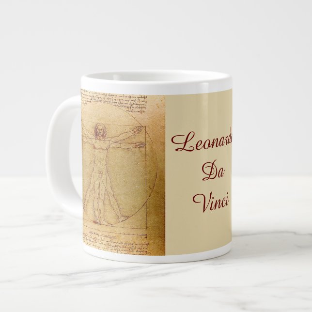 Vitruviansk man efter Leonardo Da Vinci Jumbo Mugg (Framsida vänster)