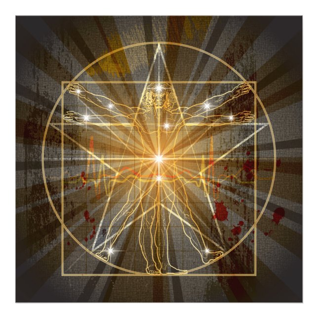 Vitruviansk man i Pentagram Fototryck (Framsidan)