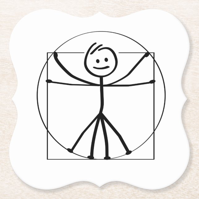 Vitruvius en Vitruviusman. Leonardo da Vinci.  Underlägg Papper (Framsida)