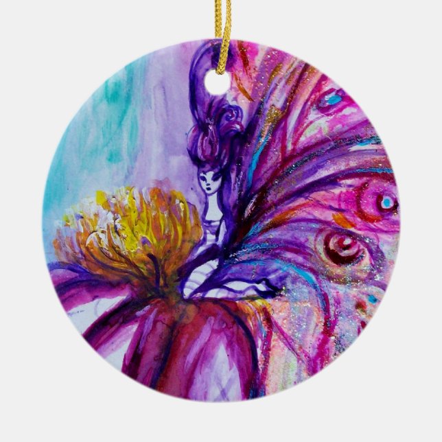 VITRYGGSFÄLT I ROSA,GULD SPARKLES JULGRANSPRYDNAD KERAMIK (Framsidan)