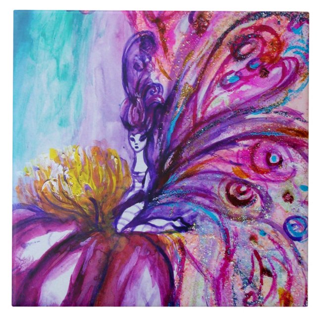 VITRYGGSFÄLT I ROSA,GULD SPARKLES KAKELPLATTA (Framsidan)