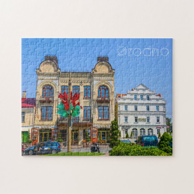 Vitrysk Grodno Gamla City Architecture People Pussel (Horisontell)