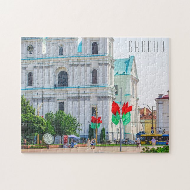 Vitrysk Grodno Gamla City Architecture People Pussel (Horisontell)
