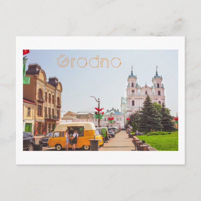 Vitrysk Grodno Gamla City Architecture People Vykort (Framsida)