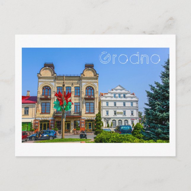 Vitrysk Grodno Gamla City Architecture People Vykort (Framsida)