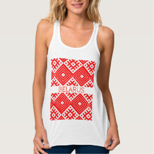 Vitryssland Б е л а р у с folkens Mönster T-Shirt  Linne Med Racerback