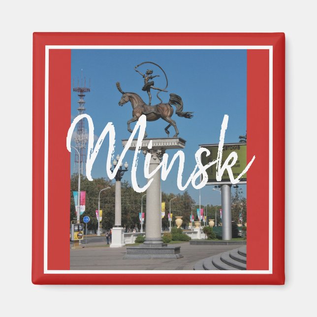 Vitryssland Arkitektur Minsk Stadvy Magnet (Framsidan)