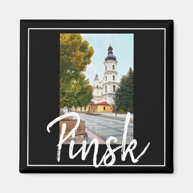 Vitryssland Arkitektur Pinsk Stadspanorama Magnet (Framsidan)