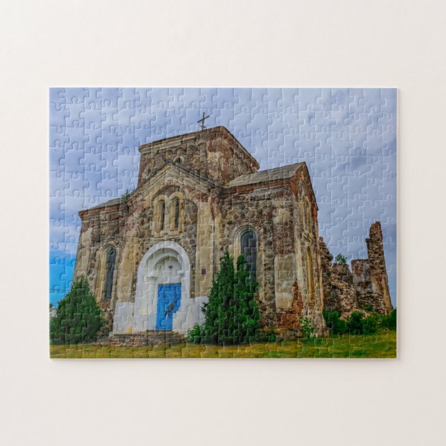 Vitryssland Begoml Biahoml Gamla Church Ruins Pussel (Horisontell)