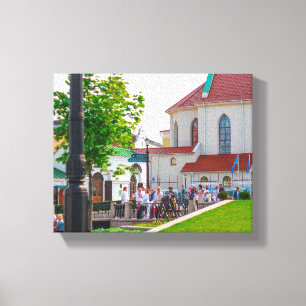 Vitryssland Belarus Minsk Arkitektur Stadssilhuett Canvastryck