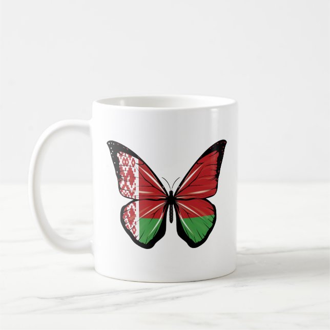 Vitryssland Butterfly Flagga Kaffemugg (Vänster)