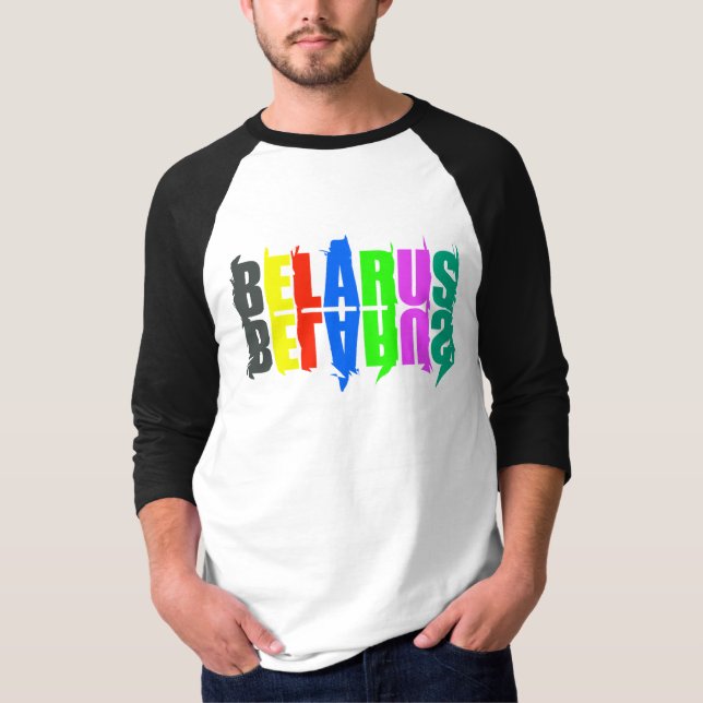Vitryssland Colorful Lycklig Brev T Shirt (Framsida)