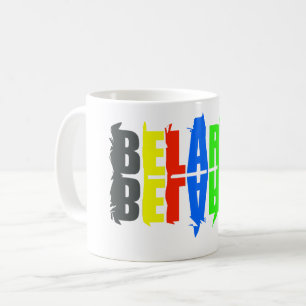 Vitryssland Färgglada Glada Bokstäver Kaffemugg