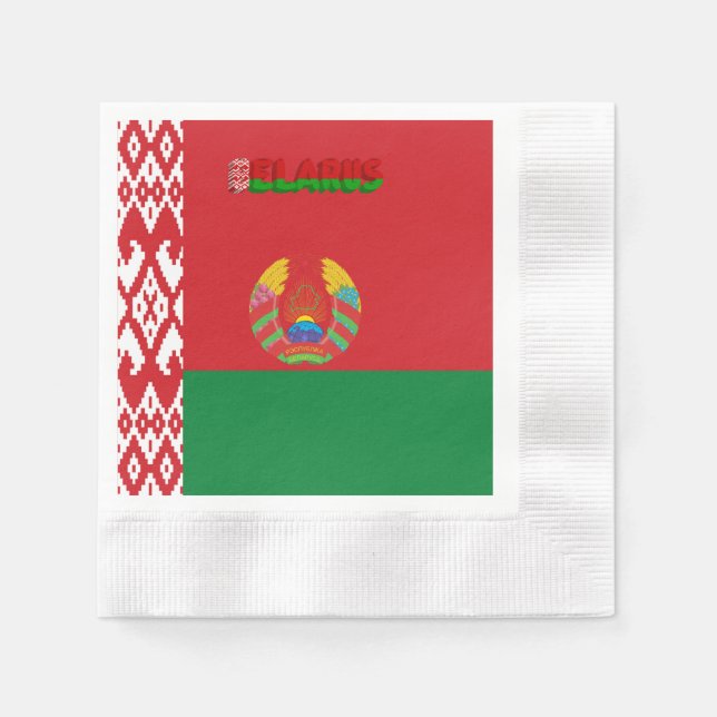 Vitryssland flagga-emblem        pappersservett (Framsidan)