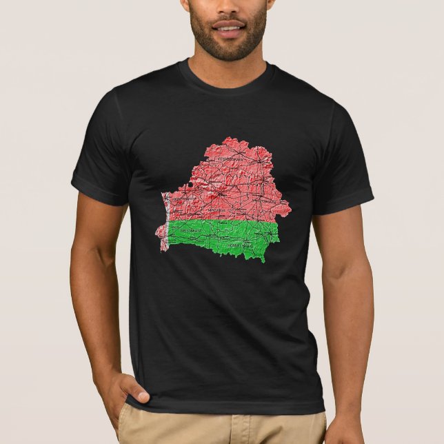 Vitryssland Flagga Färg Kart T-Shirt (Framsida)