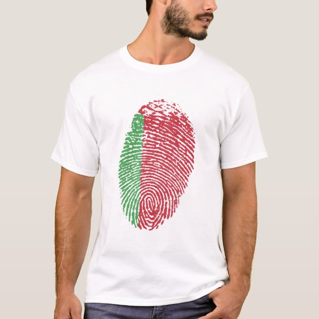 Vitryssland Flagga Fingerprint Land Pride T Shirt (Framsida)