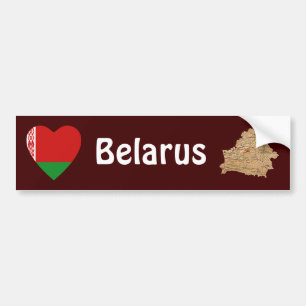 Vitryssland Flagga Hjärta + Karta Bildäckslimma Bildekal