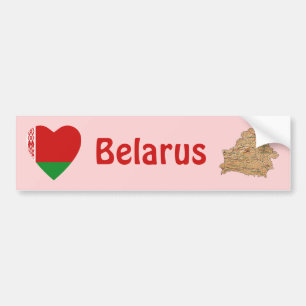 Vitryssland Flagga Hjärta + Karta Bildäckslimma Bildekal