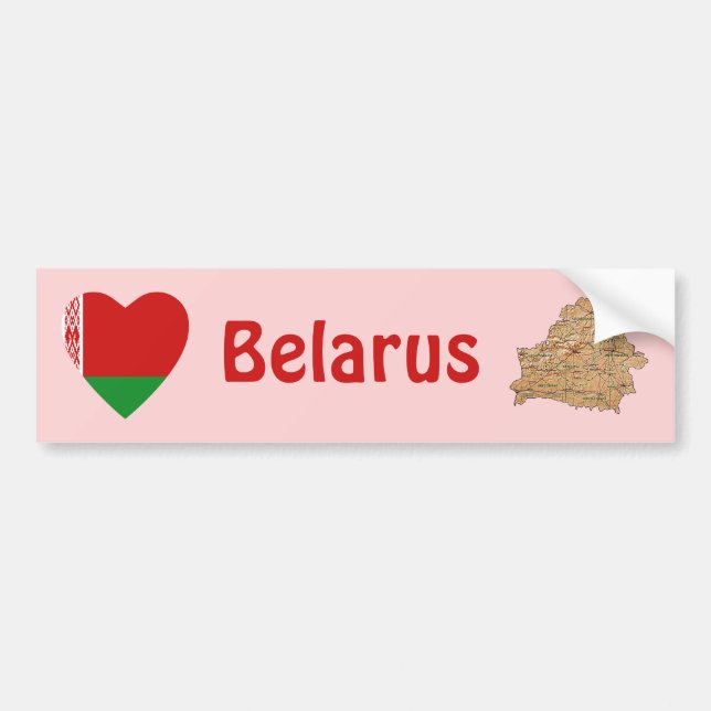 Vitryssland Flagga Hjärta + Karta Bildäckslimma Bildekal (Framsidan)