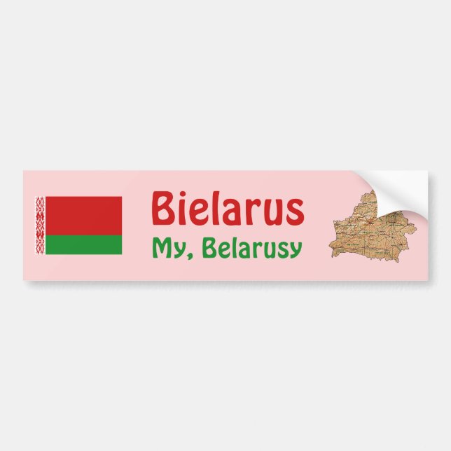 Vitryssland Flagga och Karta Bildäckslapp Bildekal (Framsidan)