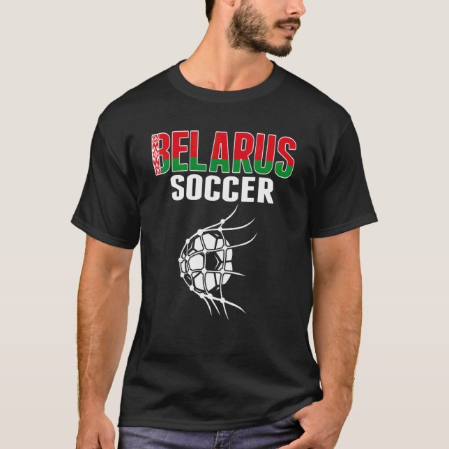 Vitryssland Fotboll Boll I Nätet  Vitryska Fotboll T Shirt (Framsida)