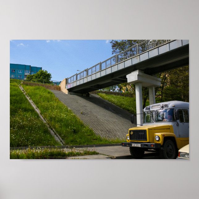 Vitryssland Grodno Old Retro SovjetBuss Poster (Framsidan)