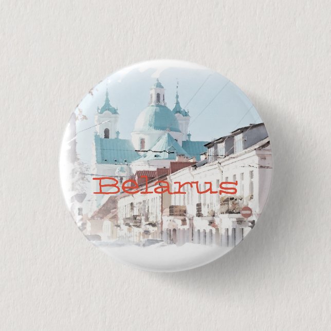 Vitryssland Hrodna Grodno Arkitektur Knapp Pin (Framsida)