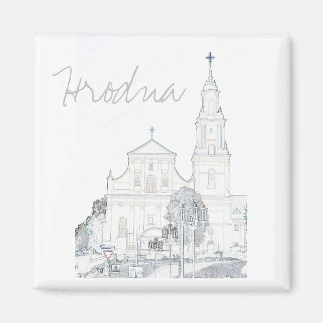 Vitryssland Hrodna Grodno Stilisert Arkitektur Mag Magnet (Framsidan)